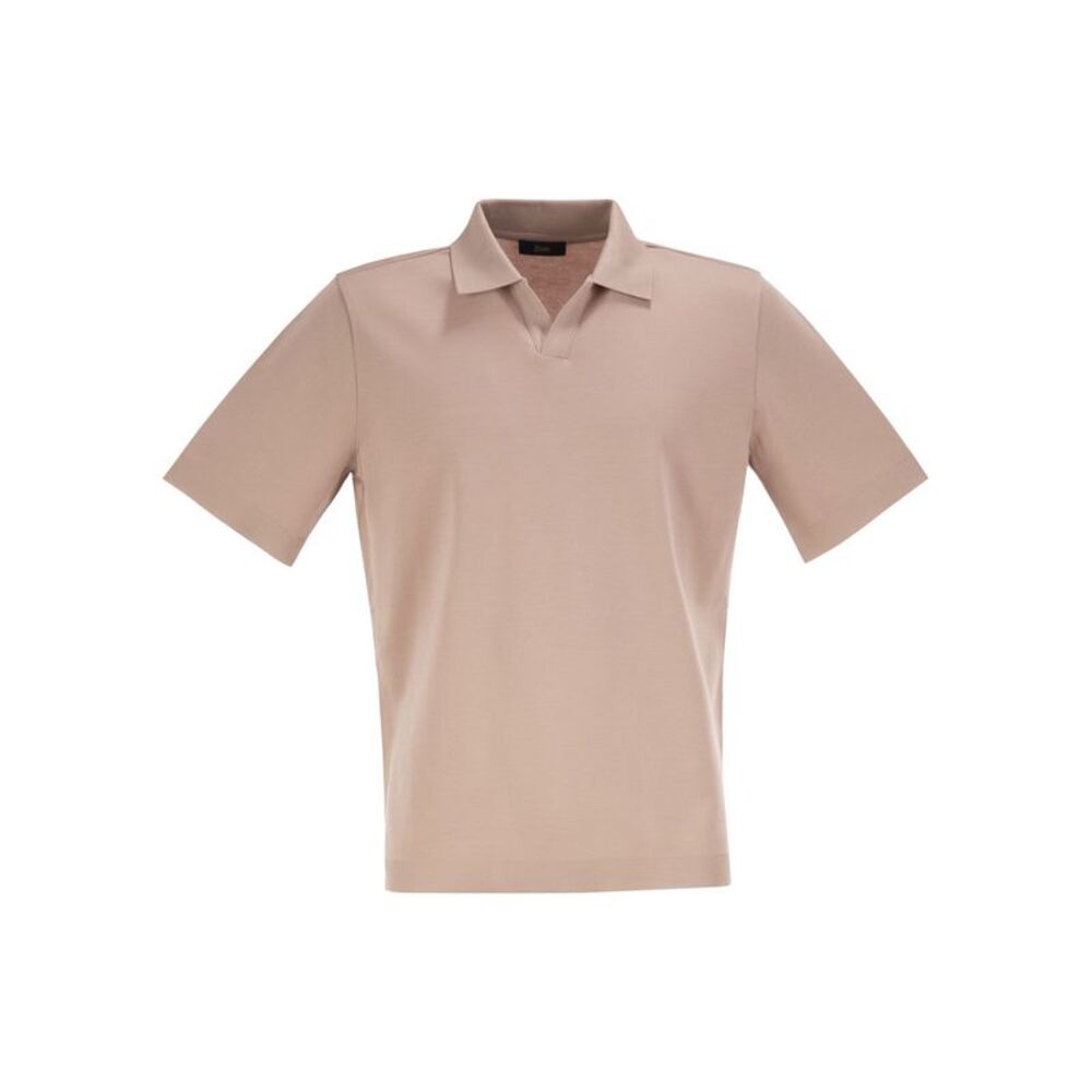 Herno Men Cotton Jersey Polo Shirt With Open Collar